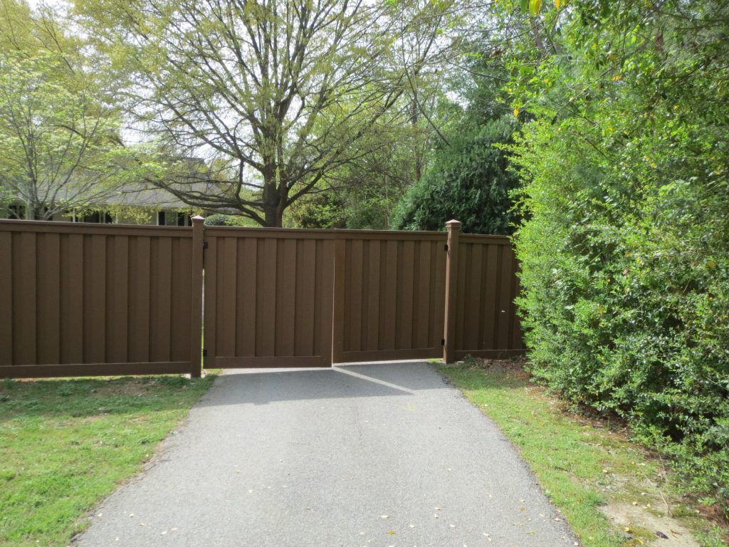 Fence types. Privacy fence with gate