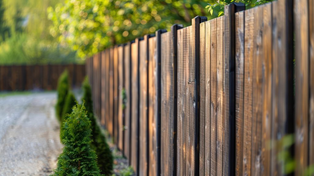 Newly installed board-on-board timber fence for privacy.